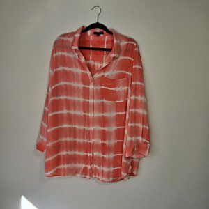 GUC Velvet Heart Peach Tie Dye size 2X Button down tunic length